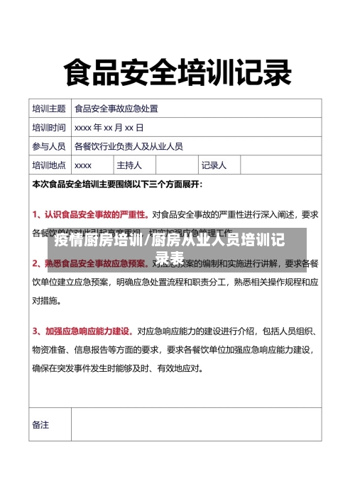 疫情厨房培训/厨房从业人员培训记录表