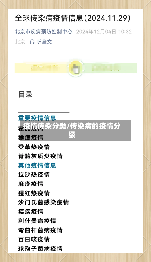 疫情传染分类/传染病的疫情分级